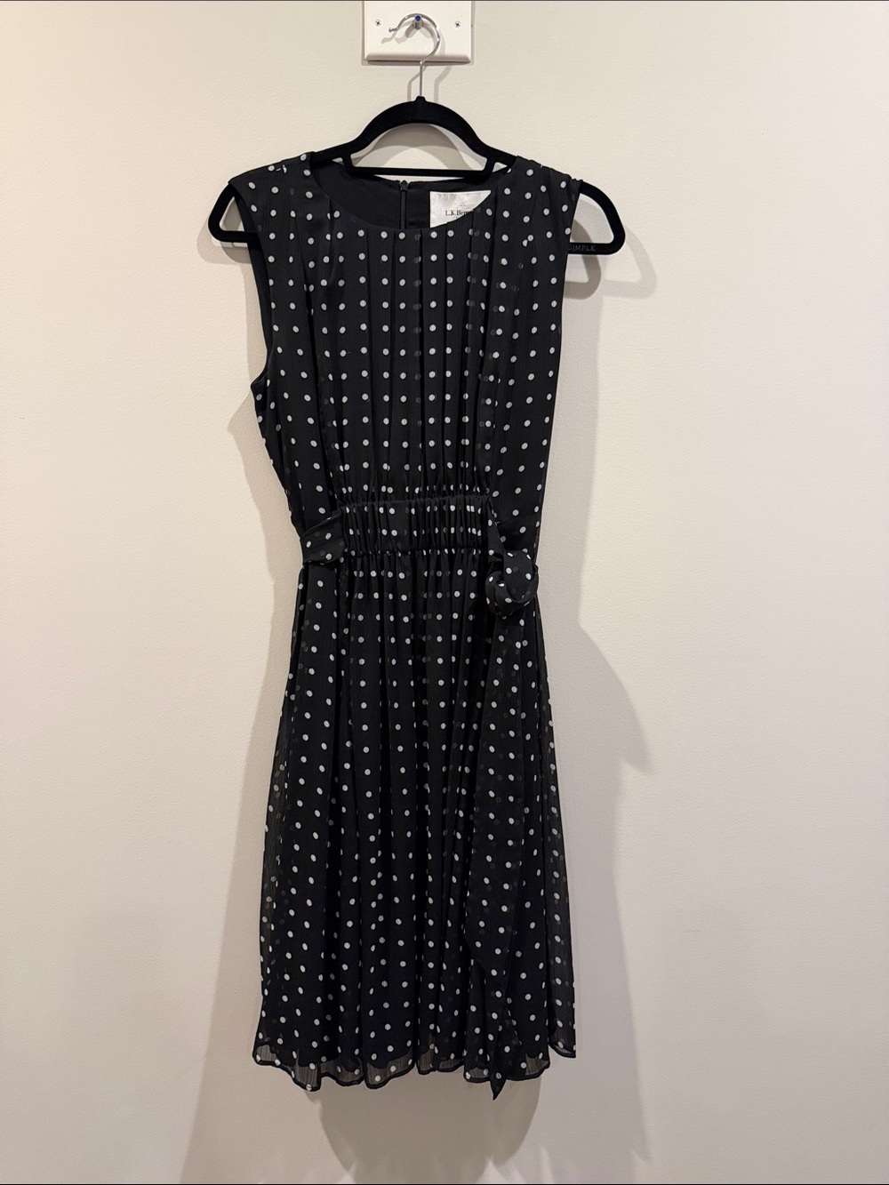 LK Bennett Black & White Polka Dot Sleeveless Midi Dress